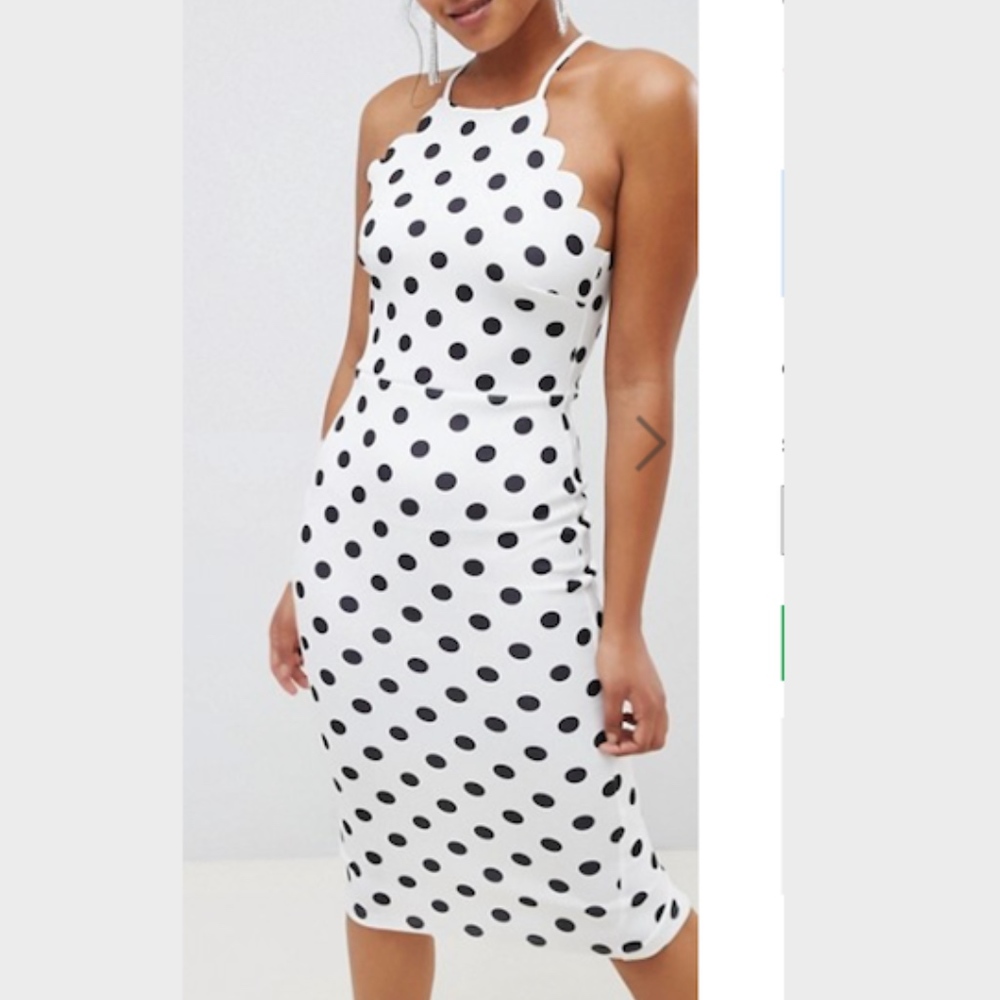 ASOS POLKA DOT SCUBA MIDI DRESS BNWT US 4